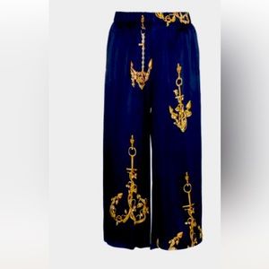 Natasha Zinko, Silk, Anchor Print Nautical Track Pant. Size 8